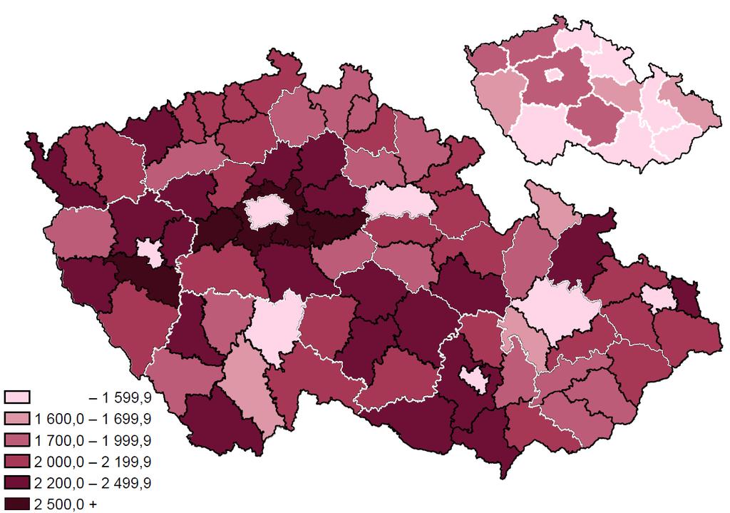 Počet dospělých pacientů na 1 praktického lékaře pro dospělé v roce 2013