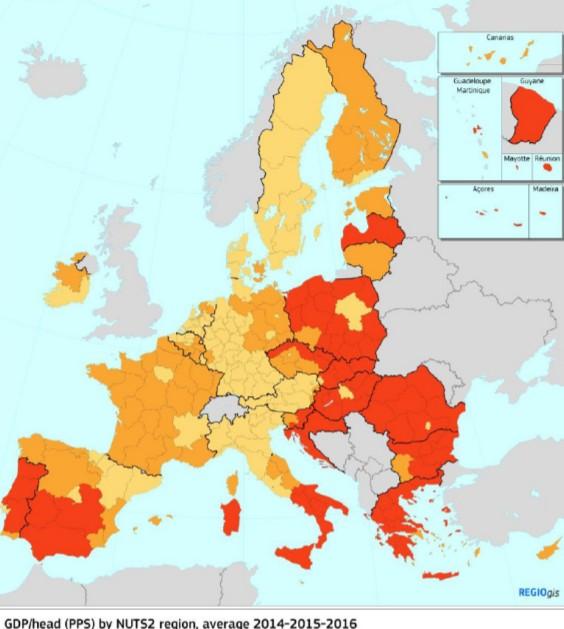 3 kategorie NUTS: Méně rozvinuté Přechodové Více rozvinuté Liberecký kraj v