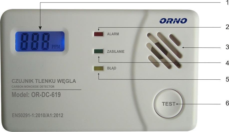 Napájení: Typ hlásiče: Citlivost a doba působení: Hladina hluku: Přesnost displeje: TECHNICKÁ SPECIFIKACE: 3x 1,5 V, baterie typu AA elektrochemický detektor oxidu uhelnatého ECO-Cell 50 ppm 60 ~ 90