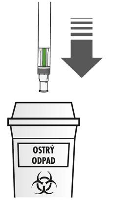 Po podání injekce 7. Zkontrolujte, že zelený indikátor vyplnil okénko (viz obrázek J): To znamená, že přípravek byl aplikován. Kontaktujte svého lékaře pokud zelený indikátor není vidět.