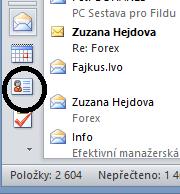 Kontakty lze využít pro ukládání e mailových adres dále můžete do nich uložit domů do práce telefonní čísla,