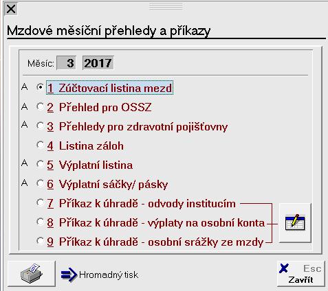 10. Sestavy / Příkazy Sestavy / Příkazy V tomto modulu najdete základní výstupy, které budete potřebovat po zpracování mezd.