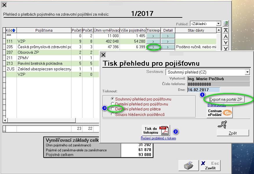 3. Přehledy pro zdravotní pojišťovny Po stisku volby "Přehledy pro zdravotní pojišťovny" se vám nejprve objeví určitá hlášení, která se budou vztahovat k právě zpracovanému měsíci: např.