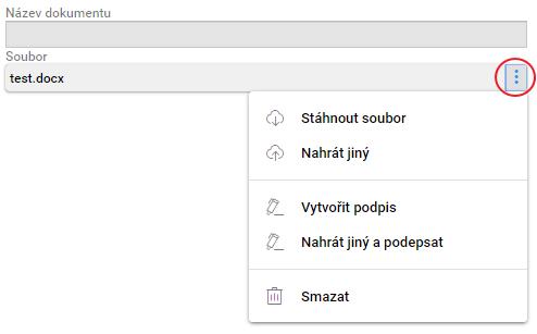 Vložení souboru (přílohy) Pro přiložení souboru klikne uživatel v poli na tlačítko a následně vybrat