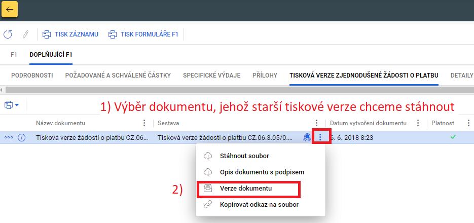 projektová žádost, ŽoP, VZ ) je možný následující postup Níže