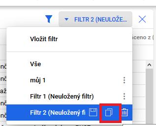 Kopírování filtrů a hromadné vkládání parametrů do filtru - I Prostřednictvím ikony je možné vkládat parametry filtru ze schránky Tato volba umožňuje sdílet filtry mezi více uživateli Zadat více