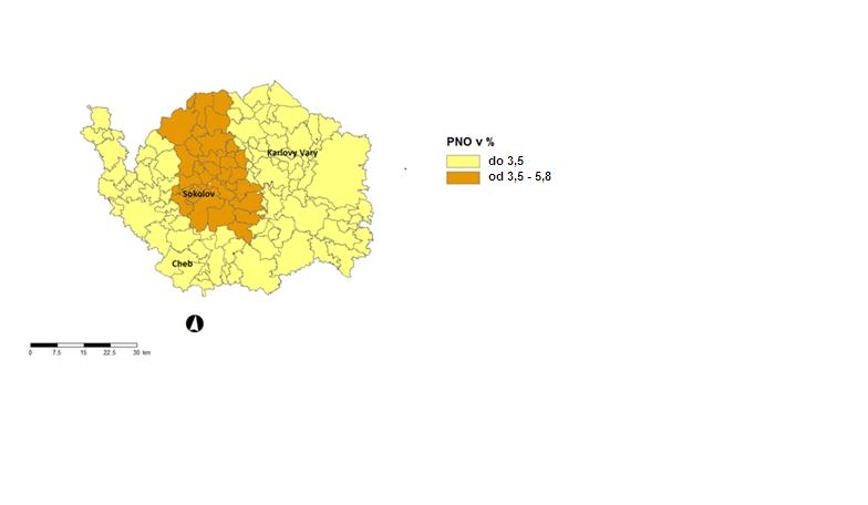 1 - Podíl nezaměstnaných osob v okresech Karlovarského kraje a v