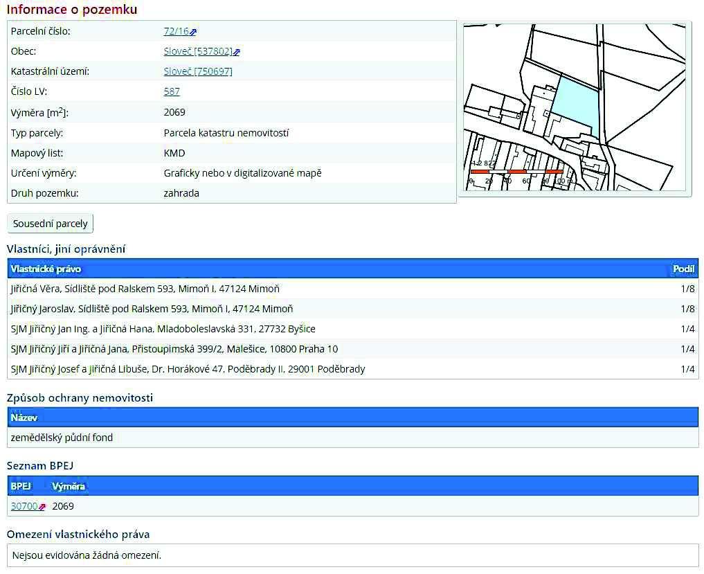 E. Pøílohy Výpis z katastru