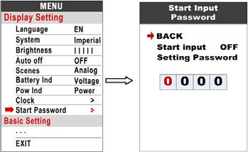Vstupní heslo Po stisknutí tlačítka POWER vstoupíte do nastavení hesla.