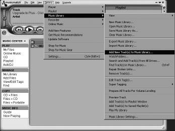 DSC VAC VOL USB PC LINK AUX/GAME WOOX LEVEL USB PC Link Použití softwaru MusicMatch Vytvoření audiotéky Přidání hudby do hudební knihovny My Music Library.