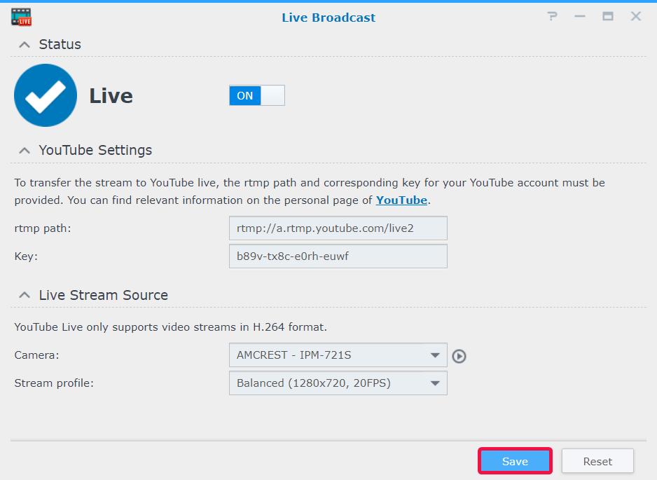 Vysílání živého videa do služby YouTube Kromě sledování prostřednictvím živého zobrazení můžete datové proudy videa pomocí aplikace Živé vysílání sdílet také do služby YouTube.