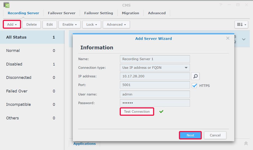 Kapitola CMS 11 CMS (Systém centralizované správy) umožňuje nastavit zařízení Synology NAS/NVR jako hostitelský server a přidáváním dalších zařízení Synology jako záznamových serverů vytvořit