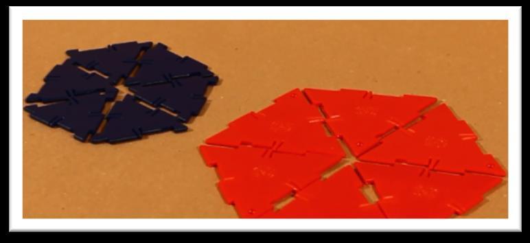 3. Šestiúhelníky Sada rovnostranných trojúhelníků ve dvou velikostech. (Lze využít dílky některých stavebnic, např. Polydron, JOVO nebo lze trojúhelníky vyrobit z tužšího papíru či plastu.