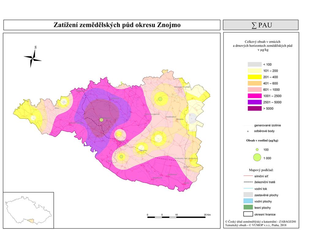 Zátěž okresu MAU je velmi nízká, na žádné lokalitě sledovaného okresu nebyly překročeny limitní hodnoty.