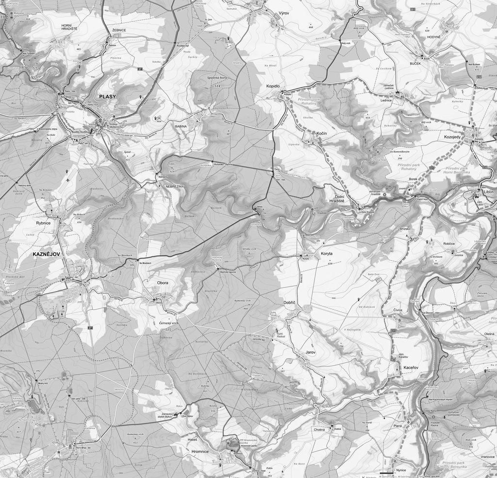 BAROKO III - Jihovýchodní Plassko - mapa předpokládaného vedení trasy LEGENDA K MAPĚ: NAVRŽENÁ IDEÁLNÍ TRASA VYZNAČENÁ V TERÉNU BAROKNÍ PAMÁTKY