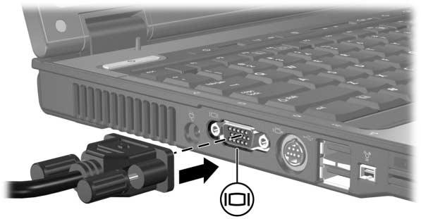 Použití portu externího monitoru Port externího monitoru slouží k připojení externího zobrazovacího zařízení k počítači.