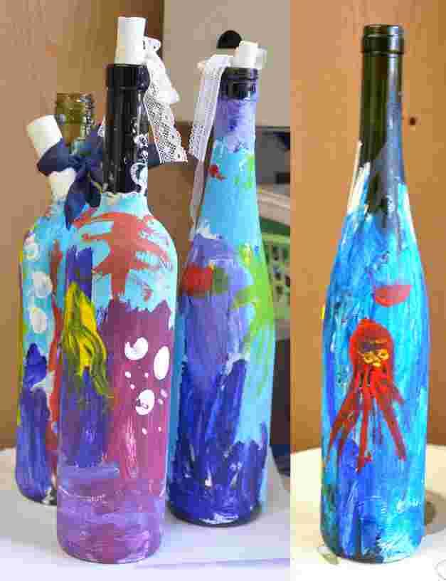 malujeme na lahve - základní tipy -malování a kreslení -kombinované techniky Děti se naučí a vyzkouší: pracovat s barvami náročnějšími na opatrnost (akrylové barvy)