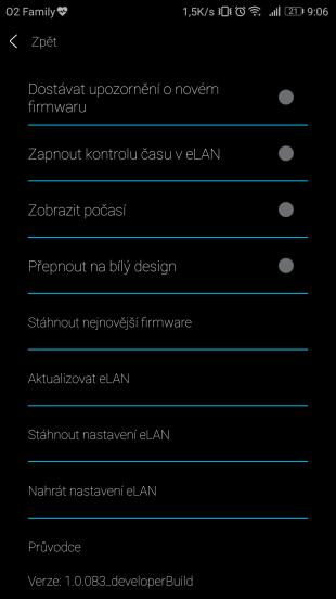 Dostávat upozornění o novém firmwaru nastavíte automatickou kontrolu dostupnosti nejnovější verze firmwaru Vašeho elan-rf a budete dostávat upozornění do mobilního telefonu.