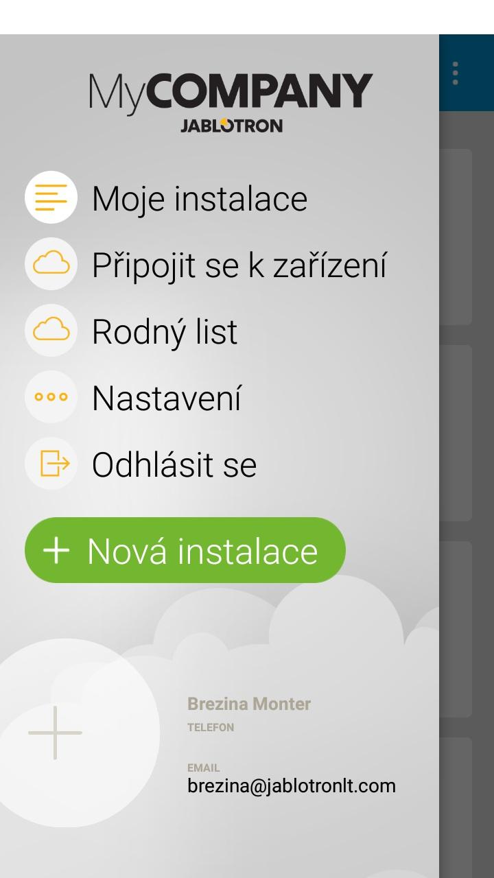 6. Nastavení jednotky pomocí Bluetooth Provede se nastavení pomocí Bluetooth a mobilní aplikace MyCOMPANY.