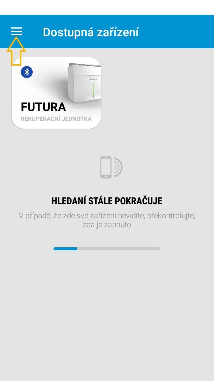 nezmění na modrou. Pokud ne, opakujte postup. Krátké stisknutí=inicializace filtrů, dlouhé stisknutí=připojení Bluetooth.