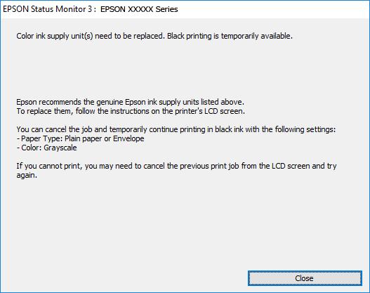 Výměna inkoustových kazet a dalších spotřebních dílů Dočasný tisk černým inkoustem Windows 1.