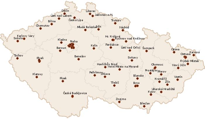 Příloha 3 Seznam všech center mamografického screeningu v ČR Zdroj: Májek, O., Daneš, J., Skovajsová, M., Bartoňková, H., Šnajdrová, L., Gregor, J., Mužík, J., Dušek, L. Mamo.