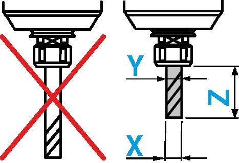 Bezpečnostní pokyny Průměr řezné hrany nástroje (X) nesmí být větší než maximální rozsah upnutí (Y). Ü Nástroj upněte tak, aby byl co možná nejkratší. Ü Udržujte rozměr (Z) malý.