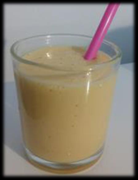 MANGOVÝ SHAKE 5 minut Nápoj Suroviny (1 porce) 2 kopečky zmrzliny mango sorbet (100g) 1 polévková lžíce bílého jogurtu 1 Nutridrink Compact neutral (125 ml) Postup