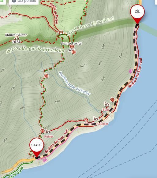 Začátek: Limone (9min autem z Rivy), Délka: 2 km (zatím) 5) SJEZD z Monte Varagana po asfaltové cestě z