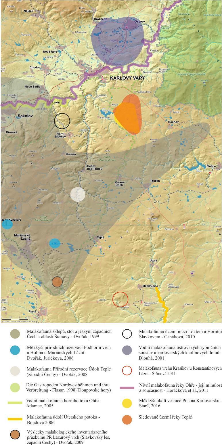 Obr. 6: Mapa dřívějších výzkumů