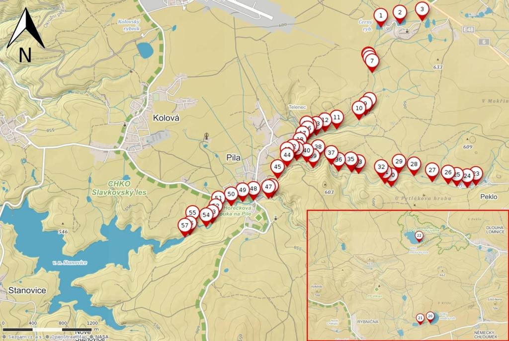 Obr. 6: Mapa lokalit