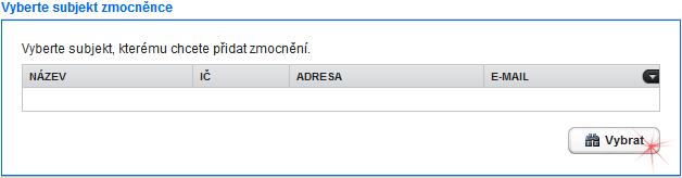 3. Po přihlášení do systému je možné zažádat o vytvoření zmocnění k jinému subjektu (subjektu Zmocnitele) v nabídce "Správa zmocnění"