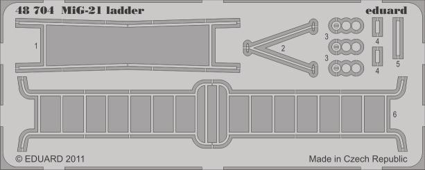 1/1 48 704 MiG-21 ladder 1/3 scale detail set for Eduard kit sada detailù pro model 1/3 Eduard eduard 48 704 APPLY EXPRESS MASK AND PAINT BEFORE GLUING POUŽÍT EXPRESS MASK NABARVIT PØED SLEPENÍM