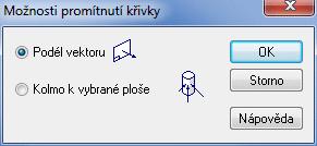 Techniky nepřímé tvorby křivek Promítněte křivku (2) na plochu (1). Vyberte kartu Tvorba ploch fi skupinu Křivky fi Promítnutí. Na panelu příkazu klikněte na tlačítko Možnosti.