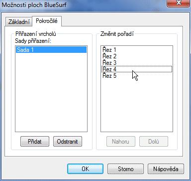 Lekce 5 Tvorba plochy Všimněte si pořadí řezů v dialogovém okně. Najetím kurzoru nad řez v grafickém okně V grafickém okně zvýrazněte řez.