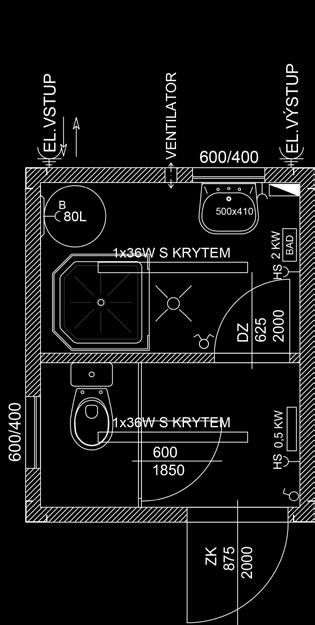 umyvadlu zásuvka na topení elektrický přímotop 2 kw 2 ks vypínač 2 ks plastové okno 600/400 mm venkovní dveře pozinkované 875/2000 mm vnitřní