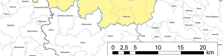 Jeho přirozenou hranici tvoří na západě řeka Vltava, na severu a východě je vymezen svahy údolí Sázavy.