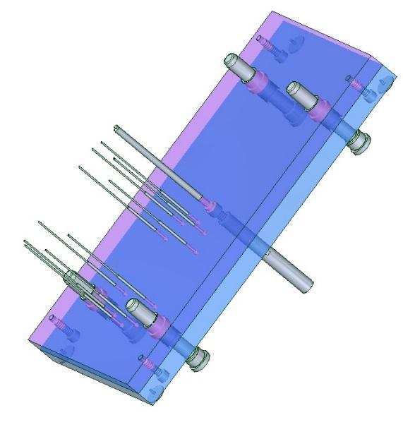 UTB ve Zlíně, Fakulta technologická 112 Obrázek 169 Vyhazovací systém vstřikovací formy v softwaru SOLID EDGE 11.3 Software NX 8,5 V softwaru NX 8,5 je nejprve vytvořena dutina vstřikovací formy.