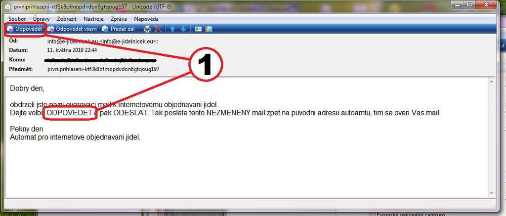Na vaší mailovou adresu přijde tento mail, 1.