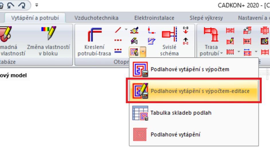 Novinky pro CADKON+ MEP Podlahové vytápění Editace podlahového vytápění Možnost již vykreslené a spočítané podlahové vytápění kdykoli editovat.
