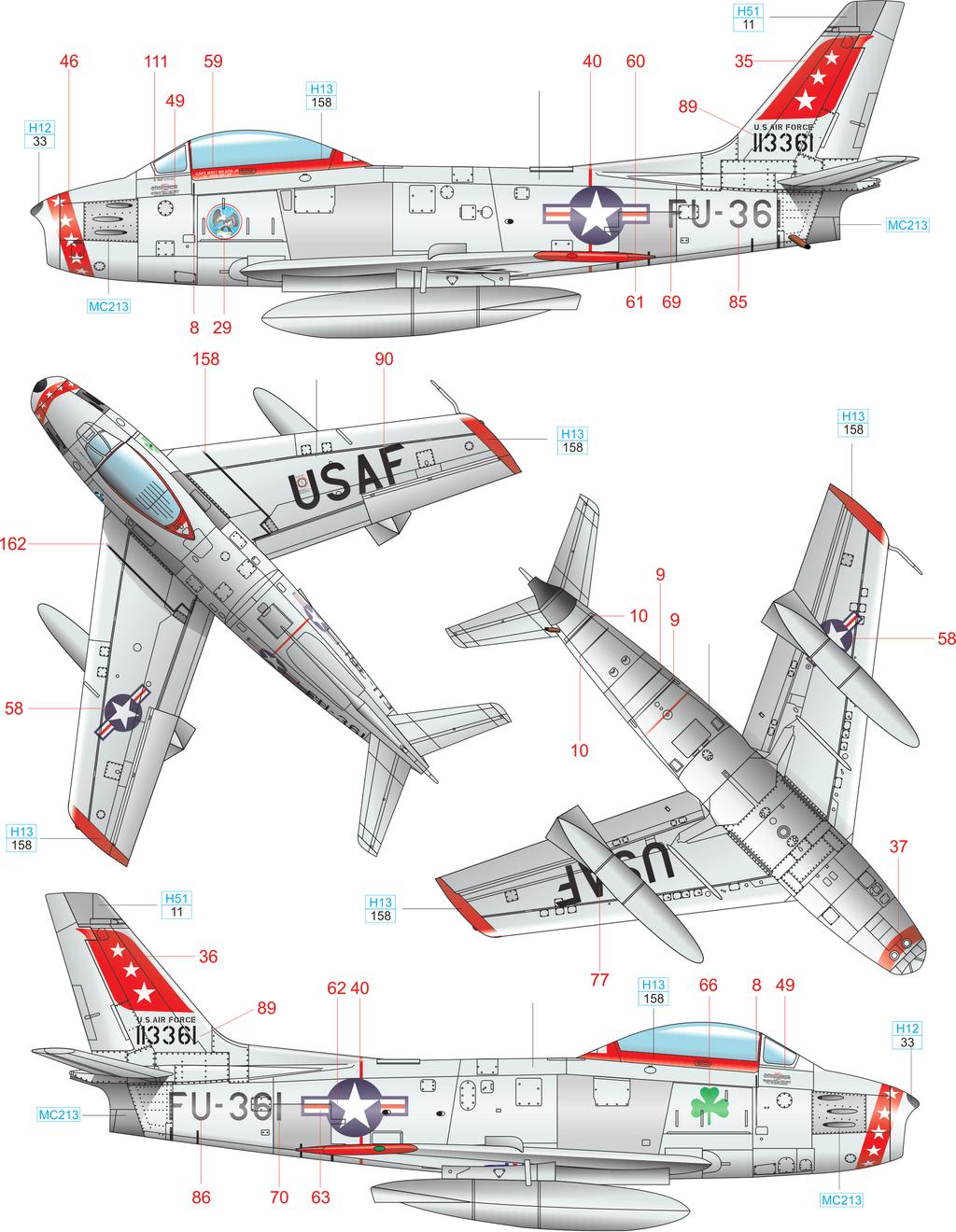 E F-6F-25, FU-361, 435th FBS, Detroit AFB, Michigan, USA 1952 You can find this Sabre on display at Shizuhama Air Base.