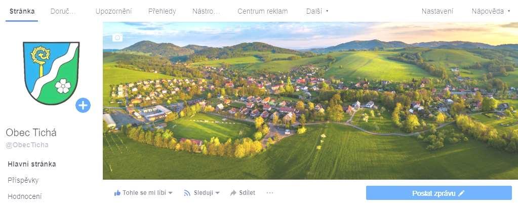 Michaela Štefková, starostka obce OBEC TICHÁ JE TAKÉ JIŽ NA FACEBOOKU Jako další informační kanál obce jsme zřídili facebooko