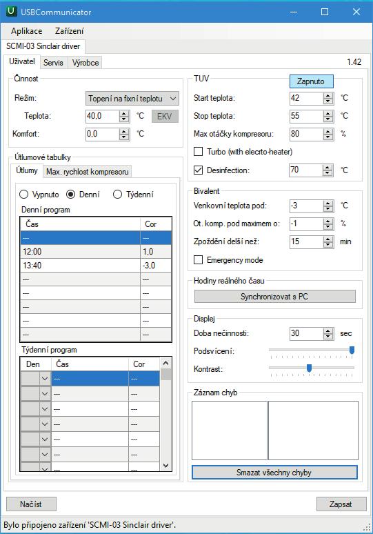 PRO ŘÍDICÍ MODUL USB COMMUNICATOR VLASTNOSTI Software