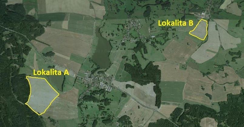 4 Materiál a metodika 4.1 Výběr lokalit měření Sledované lokality pro zpracování této práce jsou od sebe vzdáleny přibližně 3,2 km. Odchytové lokality jsou znázorněny na obrázku 1.