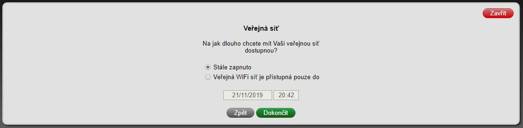 Upravit síť pro návštěvy Pro zobrazení a úpravu údajů hostující sítě klikněte v