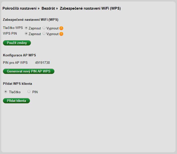 WPS Zařízení CH7465VF podporuje funkci WPS (Wi-Fi Protected Setup), která umožňuje klientům s podporou funkce WPS velmi snadné připojení k síti.