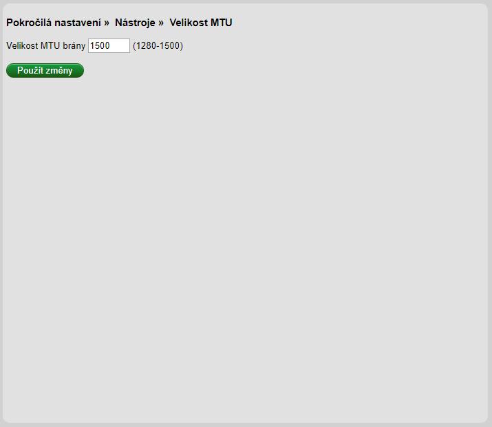 Velikost MTU V této sekci můžete