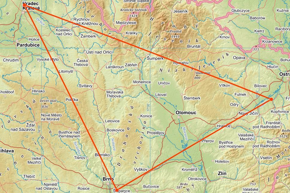 4.3. Praktická úloha č.2 snímání srážek s různým nastavením AWR a vertikální řezy srážkami Měření této úlohy se odehrálo za letu během dne s vysokou konvektivní aktivitou.