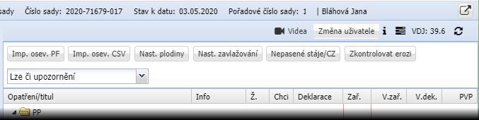 Tlačítkem plus lze doplnit novou stáj Checkboxy pro označení nepasených CZ / stájí Po kliknutí na tužtičku lze upravit počet zvířat Výsledná intenzita pasených zvířat V dolní části okna se zobrazují