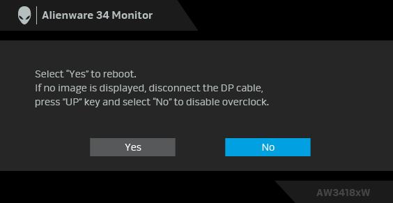 Overclock (Přetaktování) Overclock Refresh Rate (Přetaktování obnovovací frekvence) Umožňuje vám provozovat monitor s vyšší obnovovací frekvencí, než uvádí specifikace panelu.